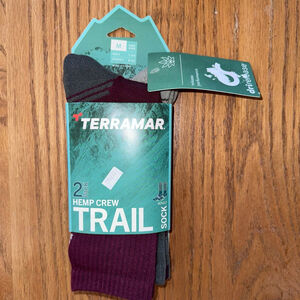 NIP Adult Med Terramar Hemp Crew DriRelease Performance Trail Socks (2 Pack)